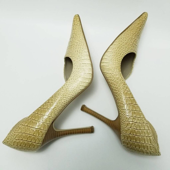 Diba Zana D'orsay Heels Shoes Crocodile Skin Pointed Toe Slip On Size 7M - Picture 9 of 12